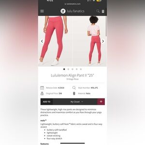 NWOT Lululemon leggings size 4 26" inseam